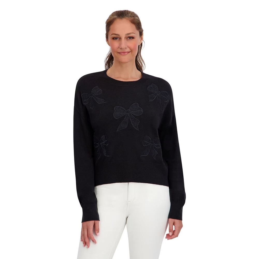 NWT Bridgerton Women's Lace Bow Sweater Size XL Black